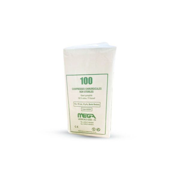 compresse non stérile MEGA® 10cm * 10cm tissé 12 plis